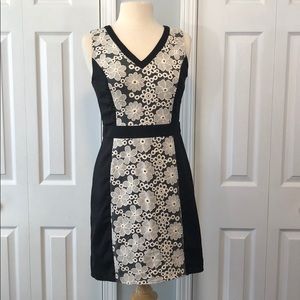 Annabella Black and Cream Floral Midi Dress